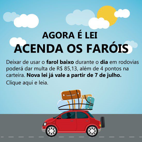 Sancionada lei que obriga farol baixo durante o dia em rodovias