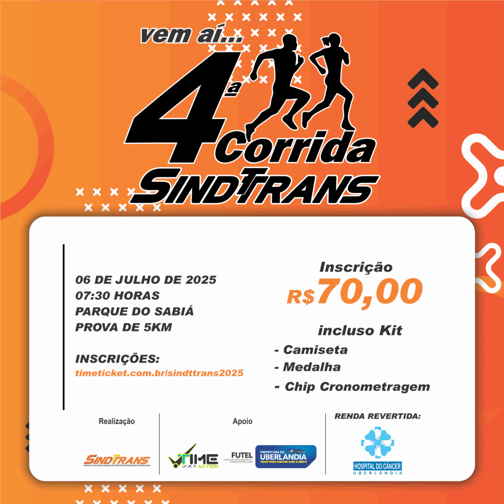 4ª Corrida SINDTTRANS abre inscrições com renda integral destinada ao Hospital do Câncer de Uberlândia