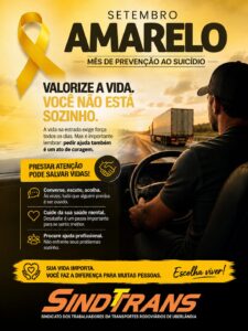 Setembro Amarelo: SINDTTRANS reforça a importância da valorização da vida entre trabalhadores do transporte
