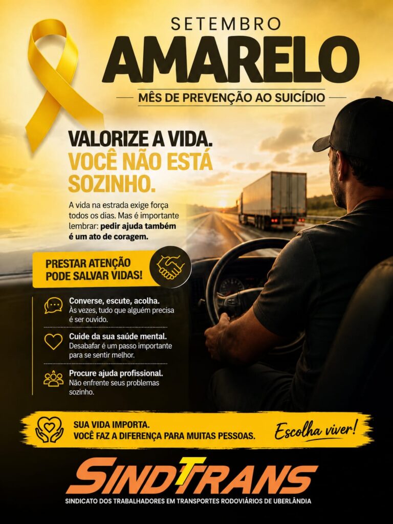 Setembro Amarelo: SINDTTRANS reforça a importância da valorização da vida entre trabalhadores do transporte